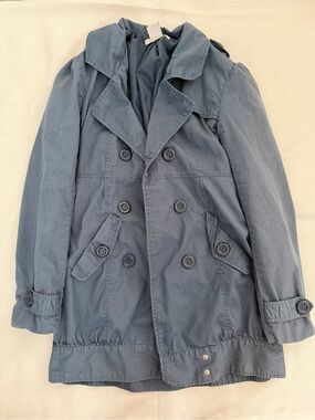 Blue Double-Breasted Trench Coat